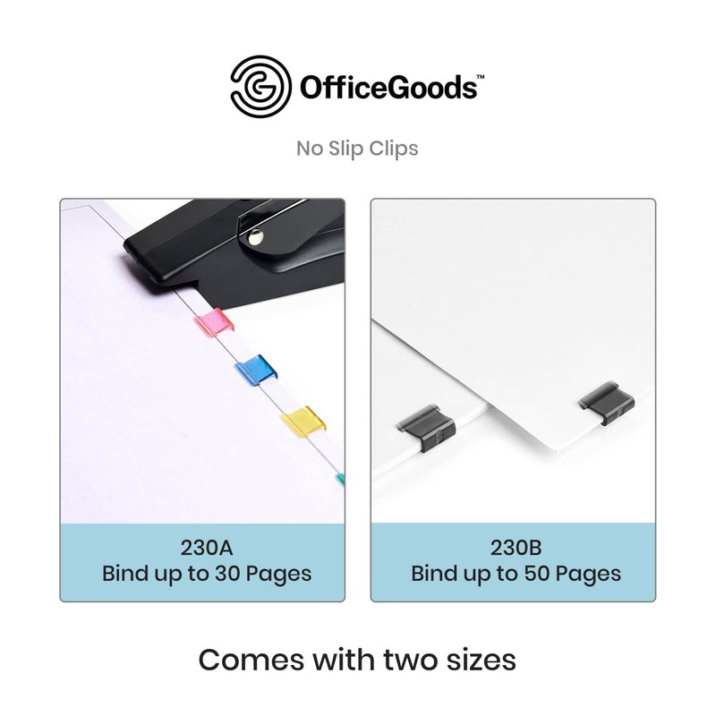OfficeGoods No Slip Clip Refills - Binds Up to 50 Pages - Reusable - Works with No Slip Clip Dispenser - 50 ct Box Each Small & Large - 100 ct Total - Black - Image 2